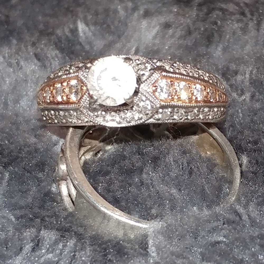 14K White and Rose Gold Engagement / Wedding Ring
